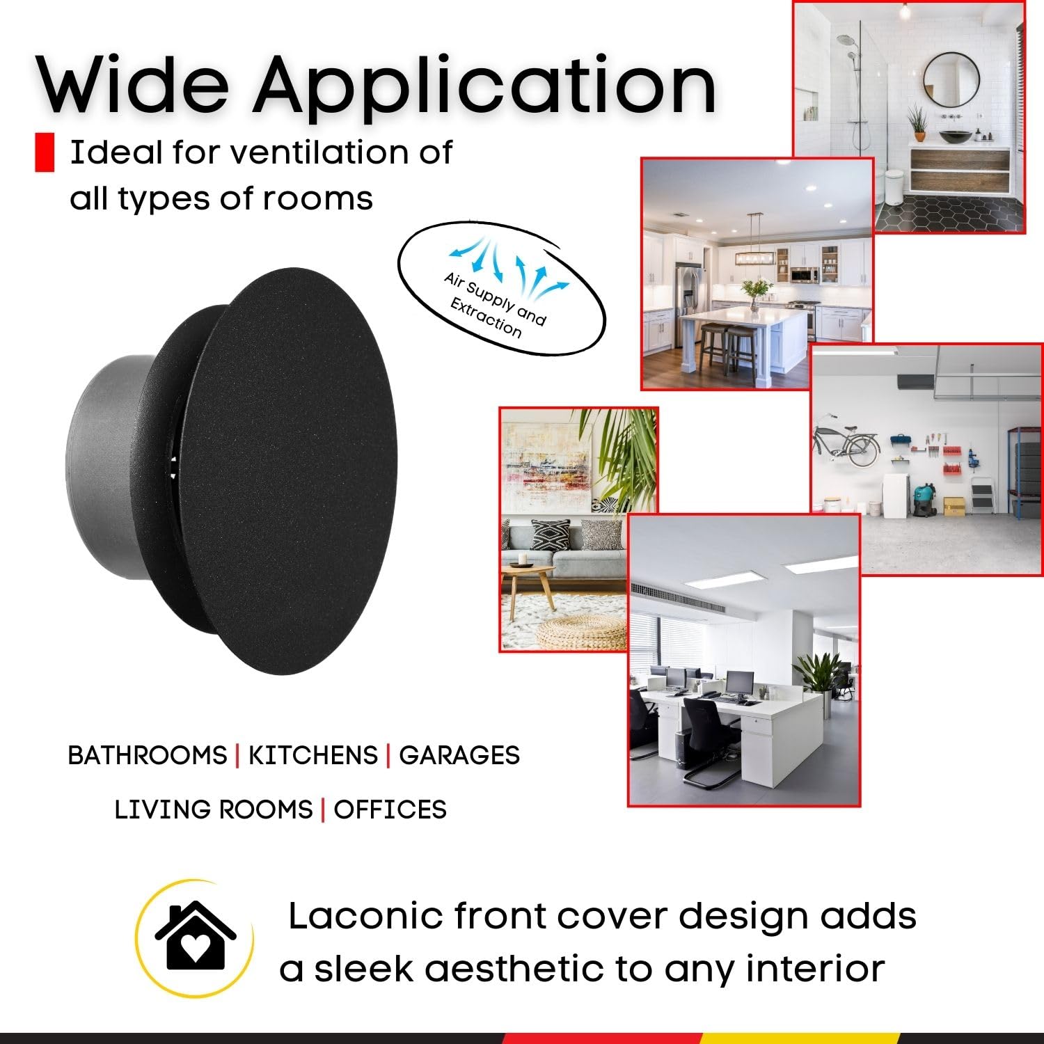 Steinberg14 Round Anthracite Metal Diffuser - 4 inch Universal Supply Exhaust Air Valve - Wall Ceiling Adjustable Vent - Extractor Fan Vent Cover - Ventilation Grille for Bathroom Kitchen - Image 4