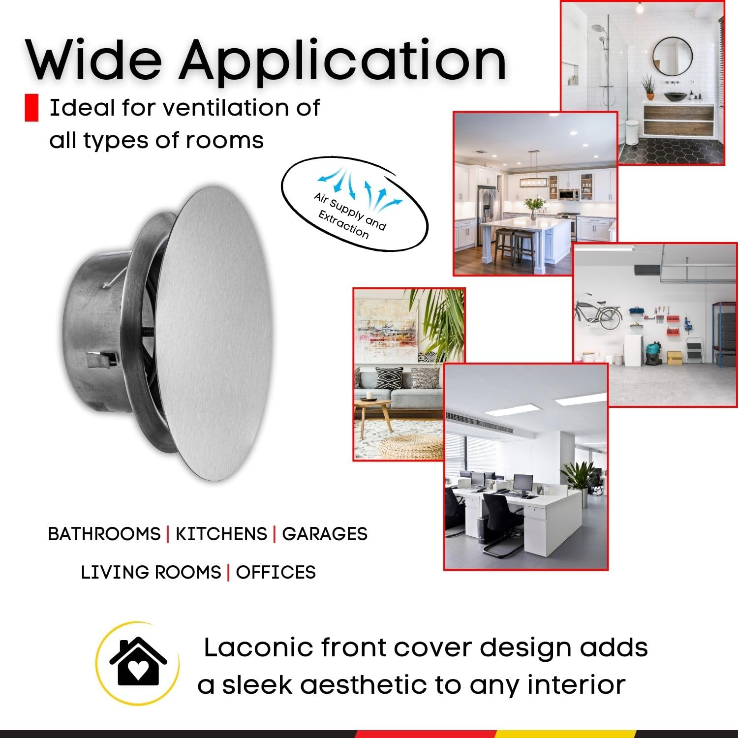 Steinberg14 Stainless Steel Air Vent Diffuser - 4 inch Vent Cover - Metal Adjustable Air Vent Covers - Supply Exhaust Wall Air Valve - Round Ceiling Diffuser - Extractor Fan Vent Cover - Image 4