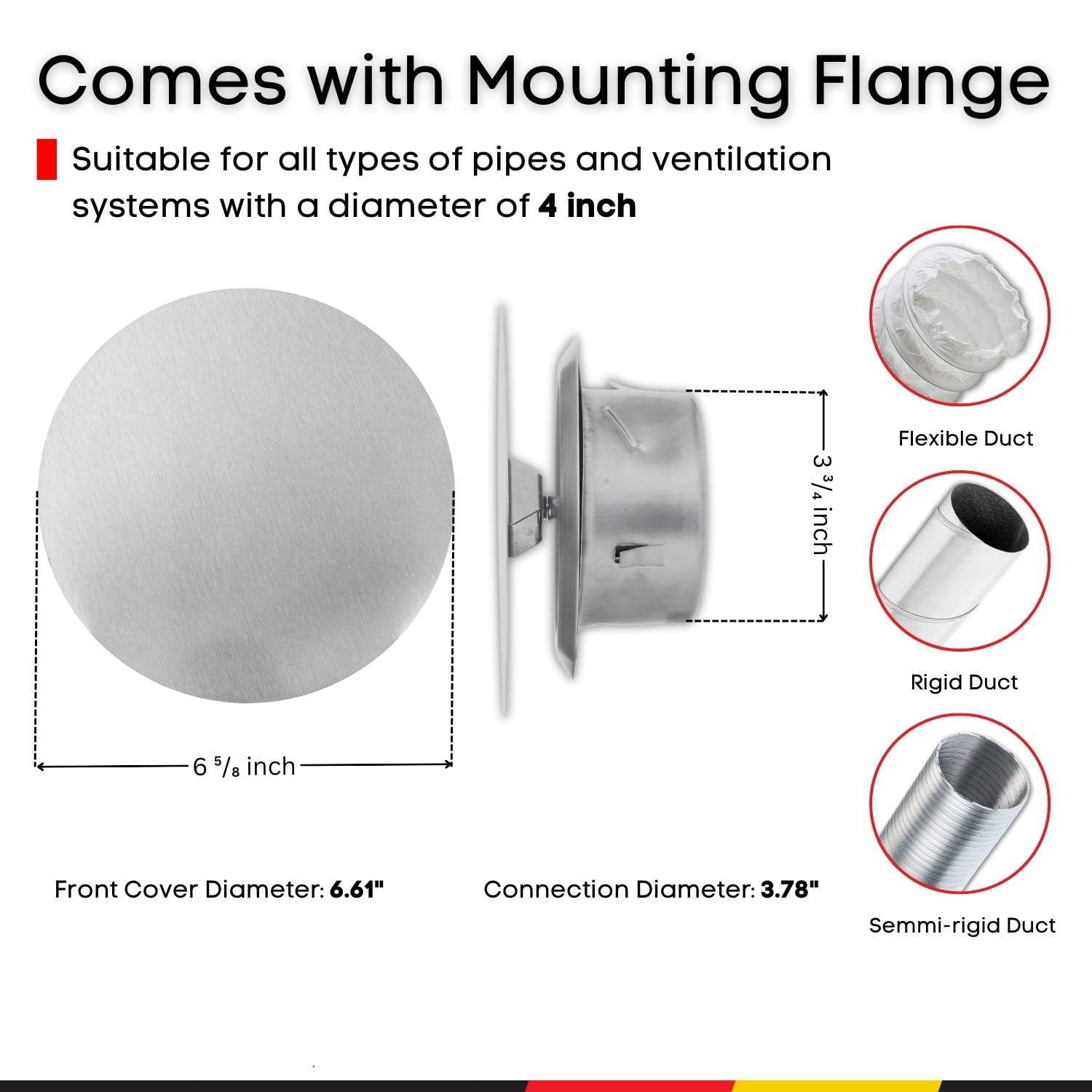Steinberg14 Stainless Steel Air Vent Diffuser - 4 inch Vent Cover - Metal Adjustable Air Vent Covers - Supply Exhaust Wall Air Valve - Round Ceiling Diffuser - Extractor Fan Vent Cover - Image 5