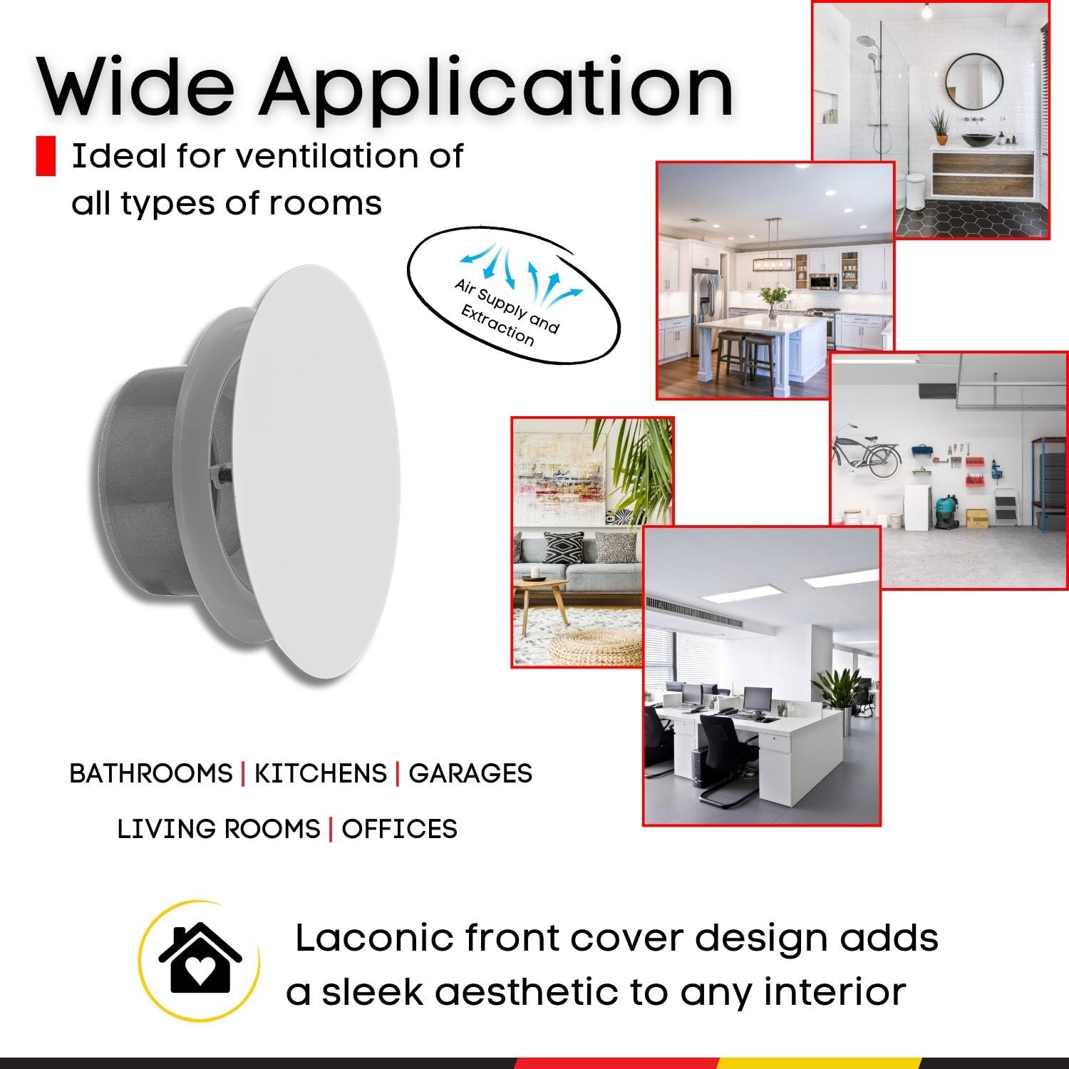 Steinberg14 White Air Vent Diffuser - 4 inch Vent Cover - Metal Adjustable Air Vent Covers - Supply Exhaust Wall Air Valve - Round Ceiling Diffuser - Extractor Fan Vent Cover - Round Soffit Vent - Image 4