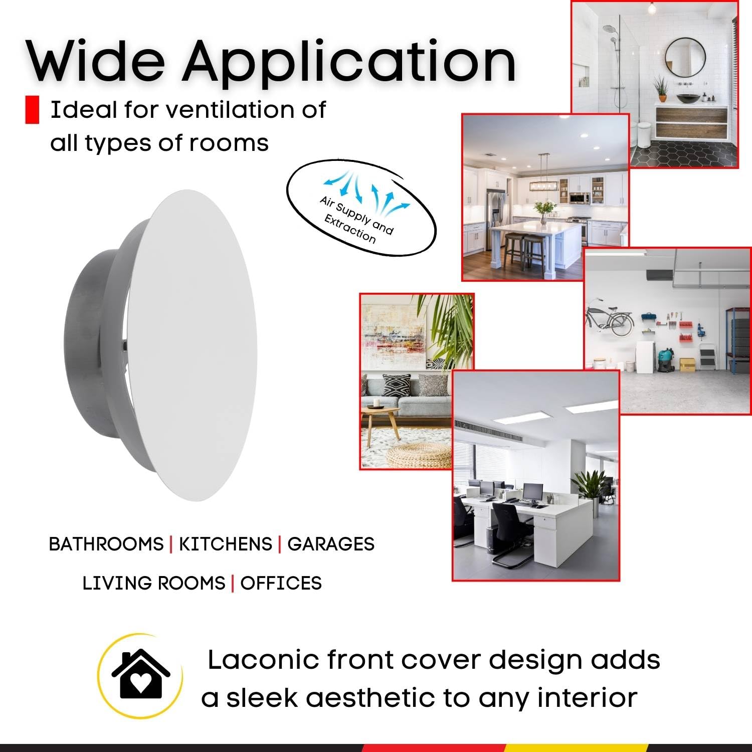 Steinberg14 White Air Vent Diffuser - 6.3 inch Vent Cover - Metal Adjustable Air Vent Covers - Supply Exhaust Wall Air Valve - Round Ceiling Diffuser - Extractor Fan Vent Cover - Round Soffit Vent - Image 4