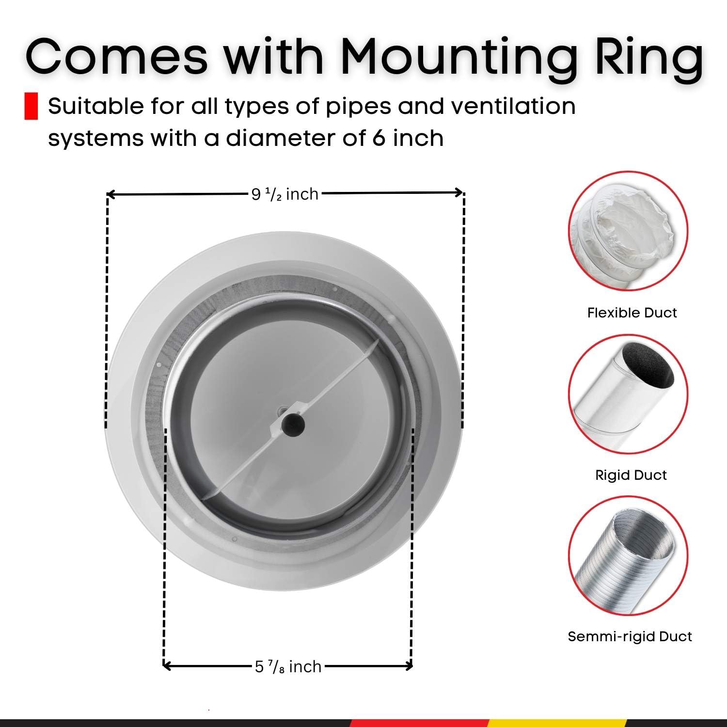 Steinberg14 White Air Vent Diffuser - 6 inch Vent Cover - Metal Adjustable Air Vent Covers - Supply Exhaust Wall Air Valve - Round Ceiling Diffuser - Extractor Fan Vent Cover - Round Soffit Vent - Image 5